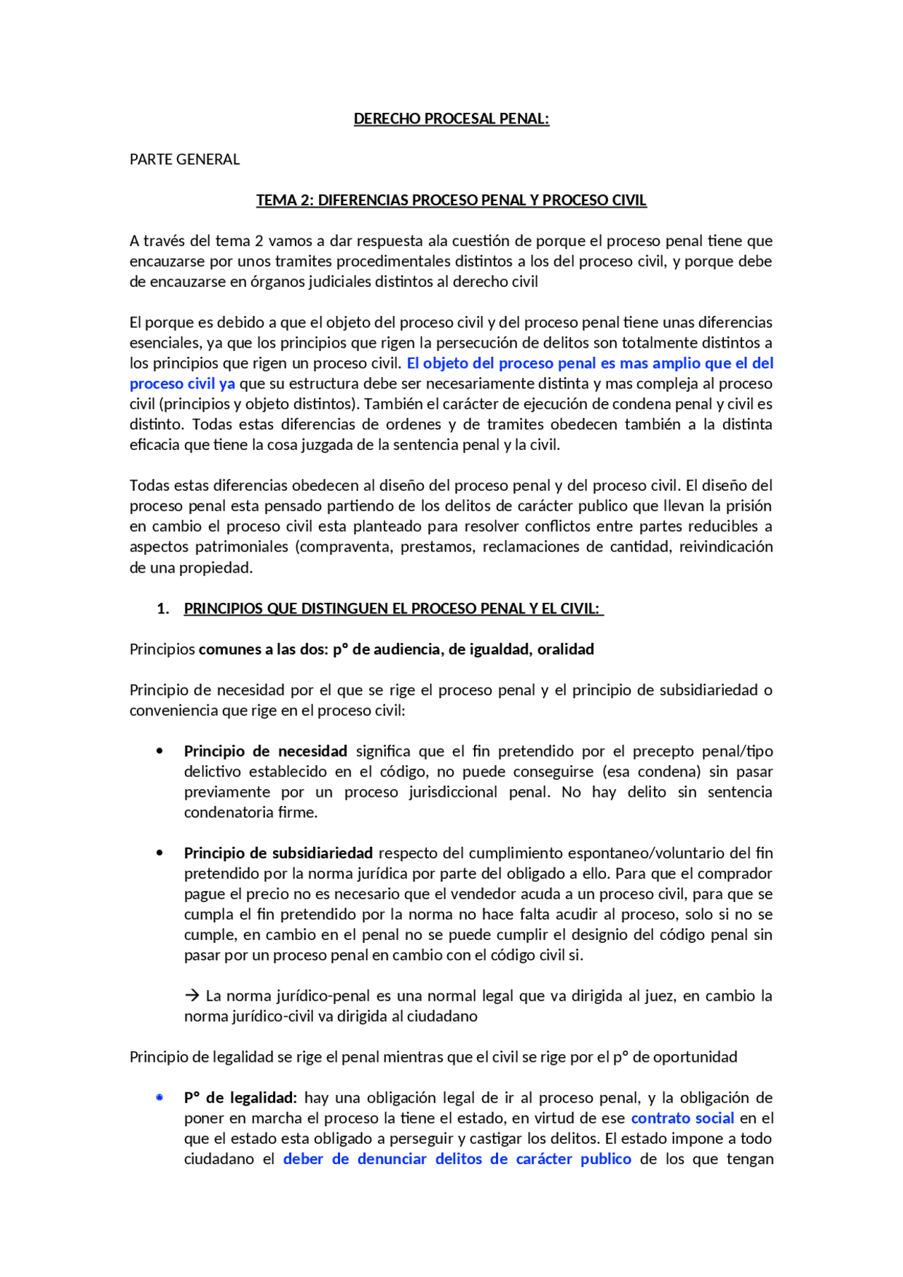 Temario: tema 2 - tema 20 | Apuntes de Derecho Procesal Penal | Docsity