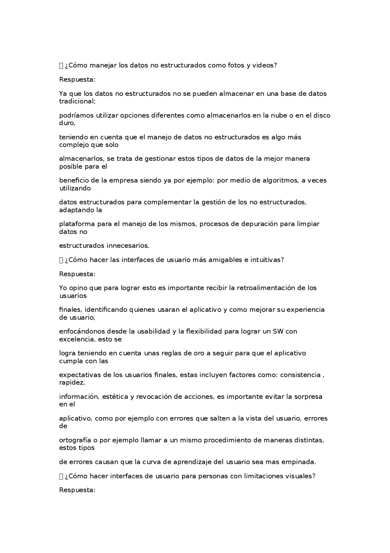 Manejo de datos no estructurados y diseño de interfaces de usuario