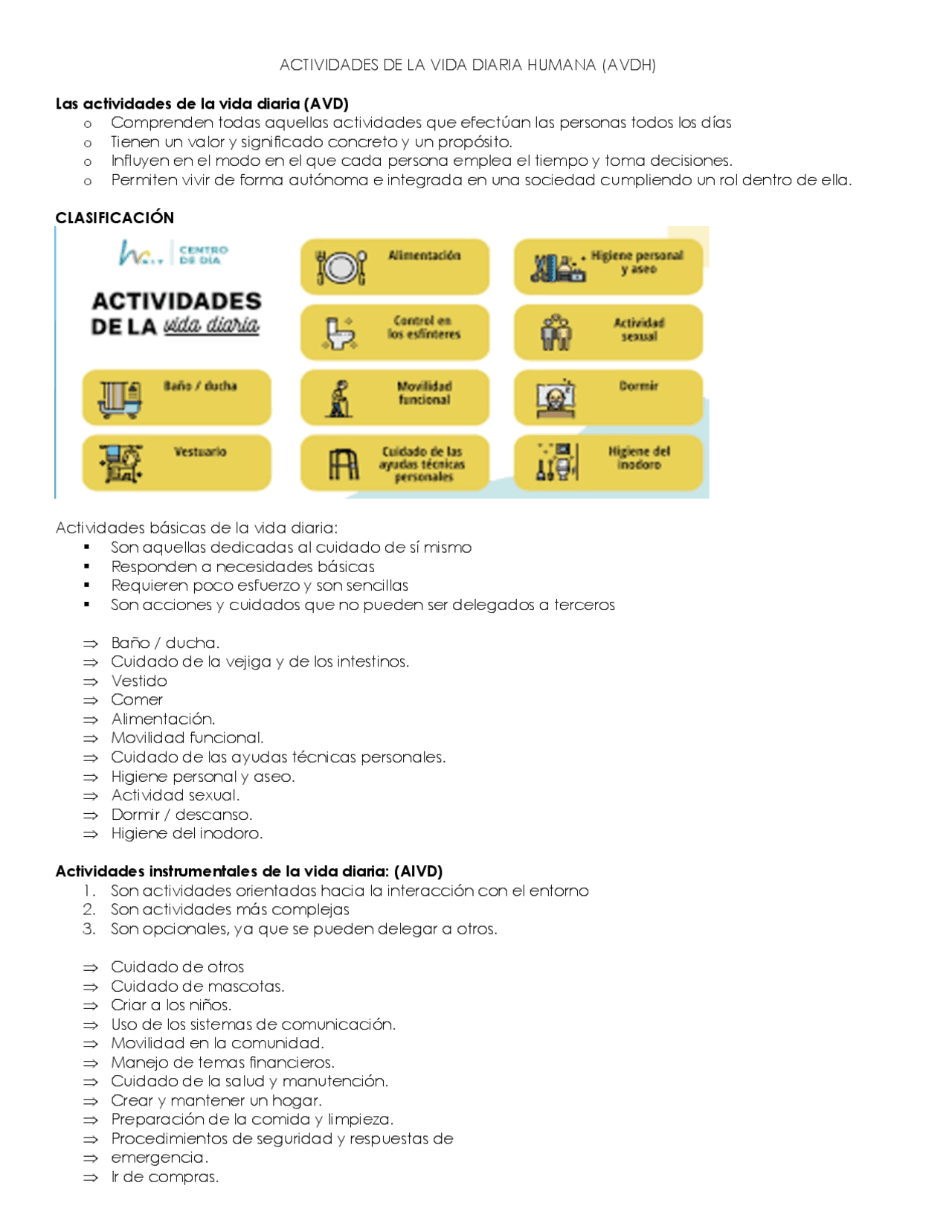 Actividades De La Vida Diaria Pdf
