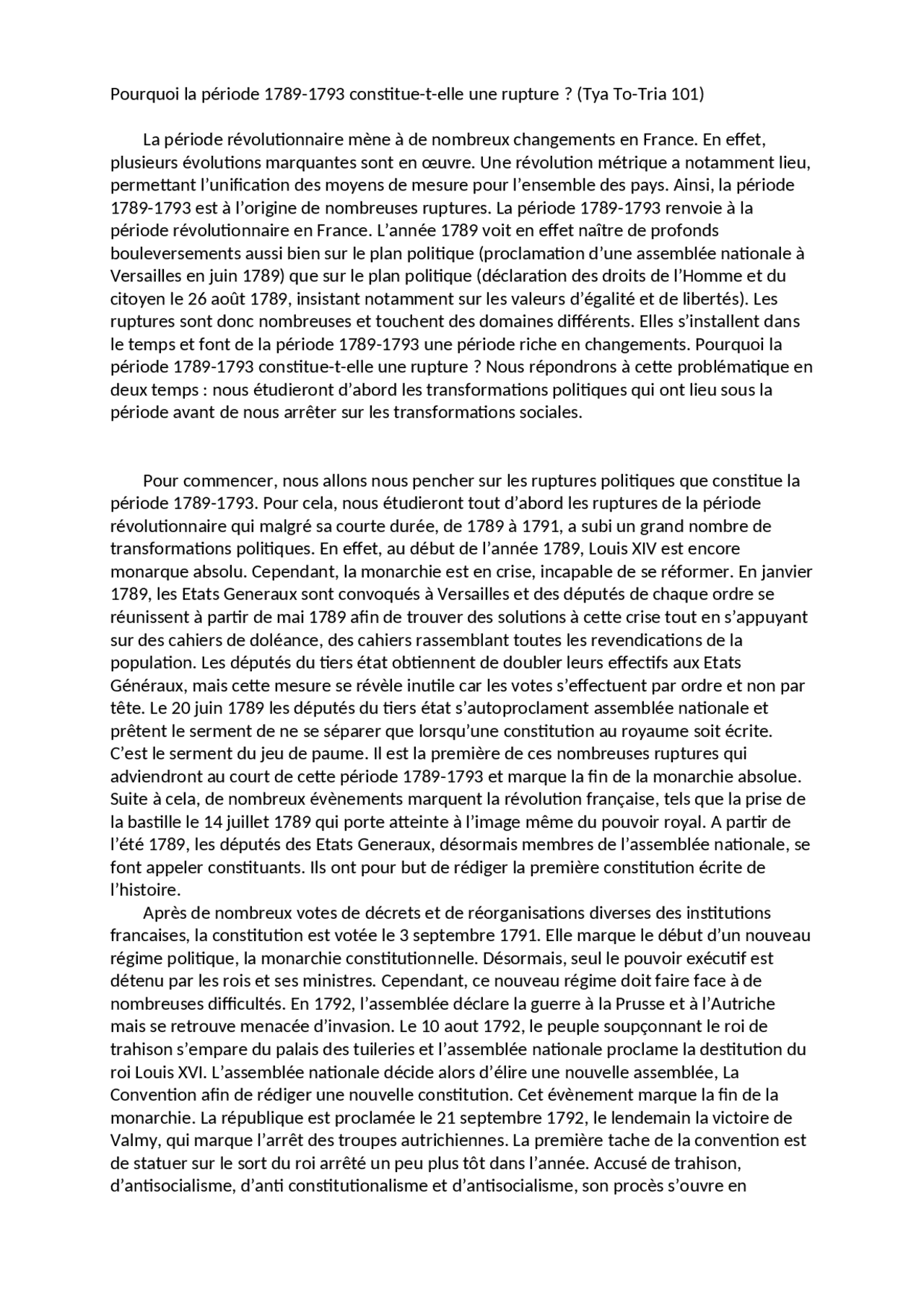 Pourquoi la période 1789-1793 constitue-t-elle une rupture ...