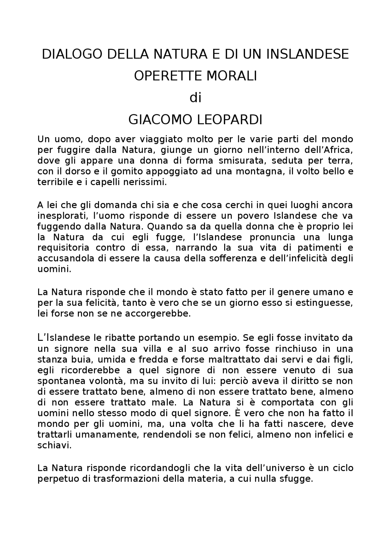 Dialogo della Natura e di un