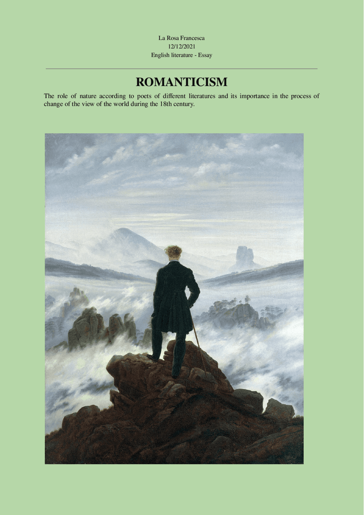 nature in romanticism Slide di Inglese Docsity