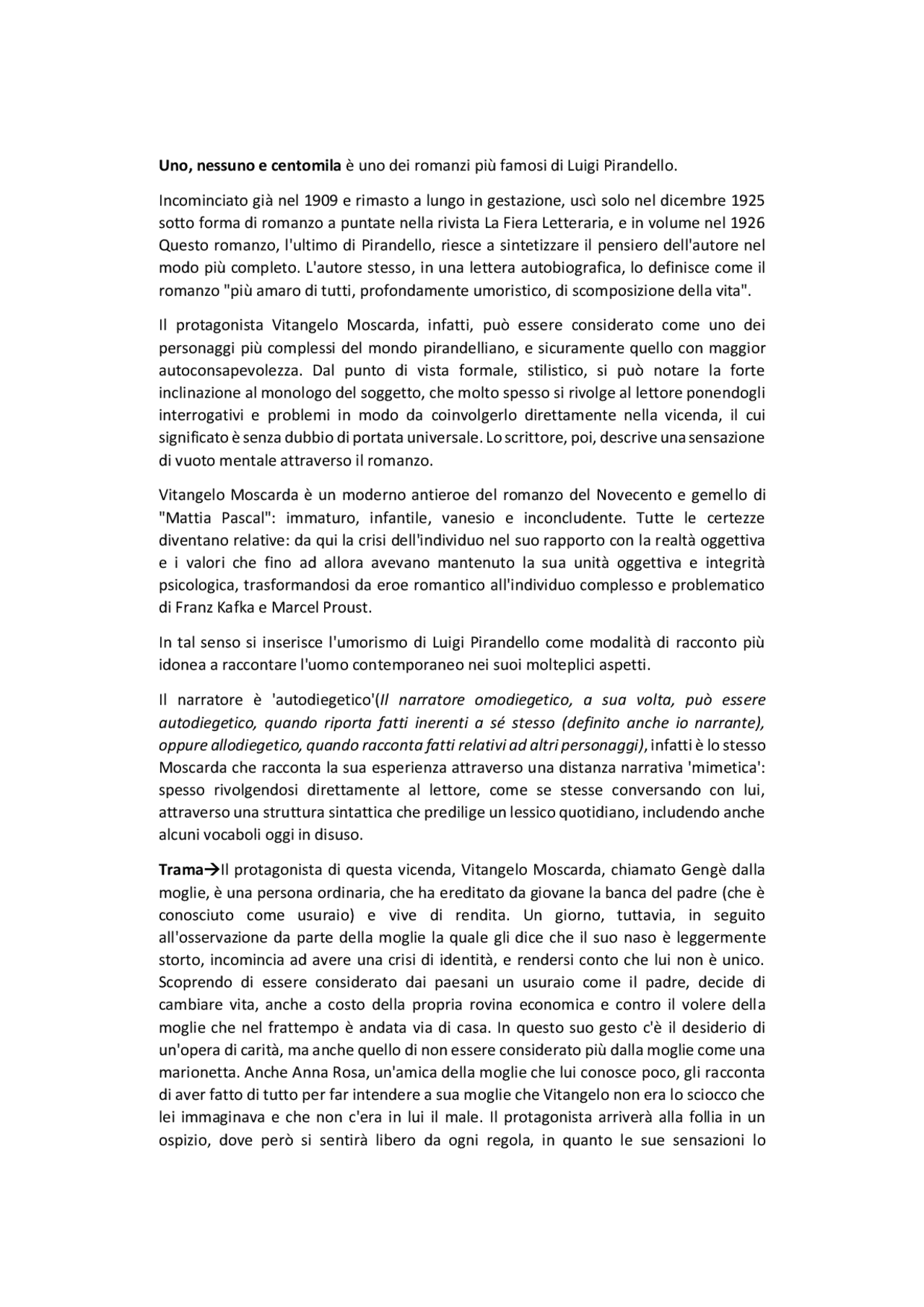 uno nessuno centomila maschere pirandello