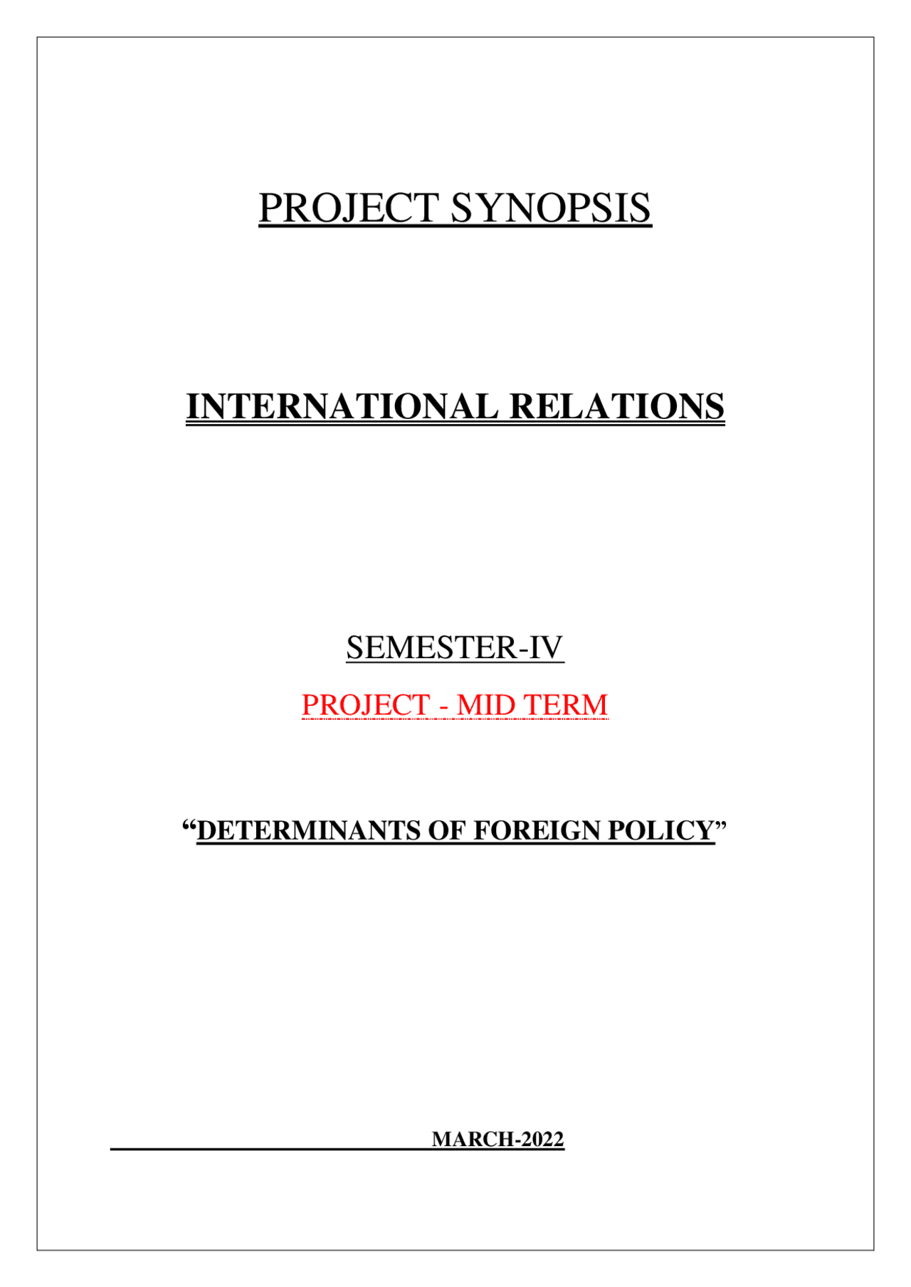 Determinants Of Foreign Policy Assignments International Relations