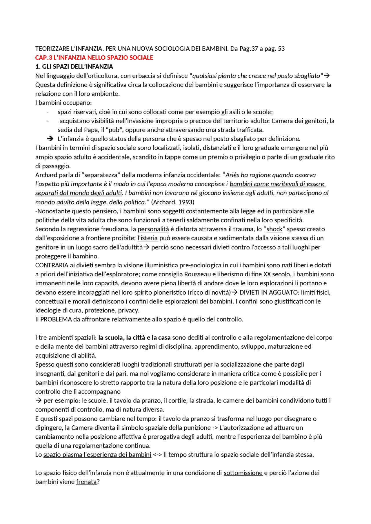 Riassunto Teorizzare L infanzia Pagine 37 53 Sintesi Del Corso Di 