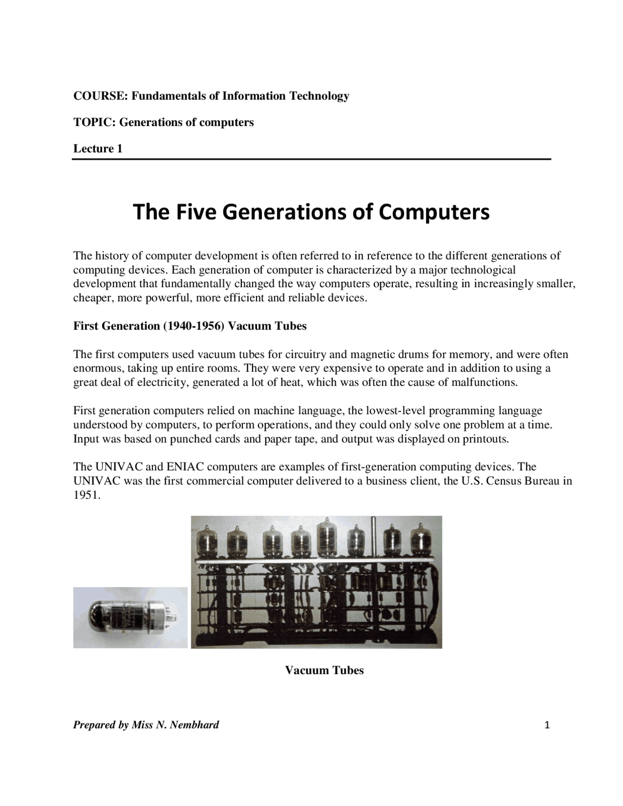 About Computer history - Docsity