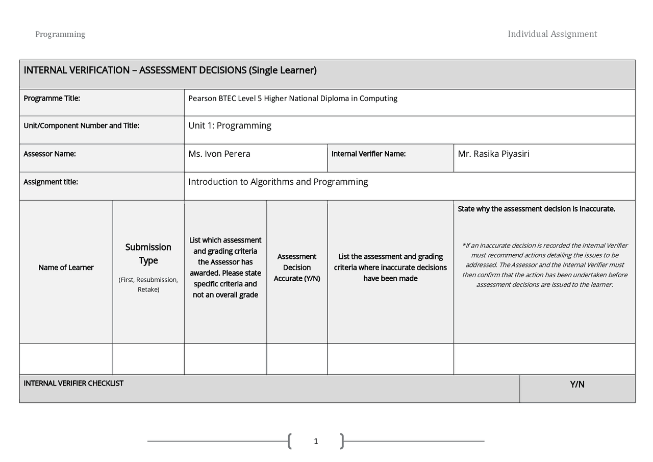 Programming HND assessment | Assignments Computer science | Docsity