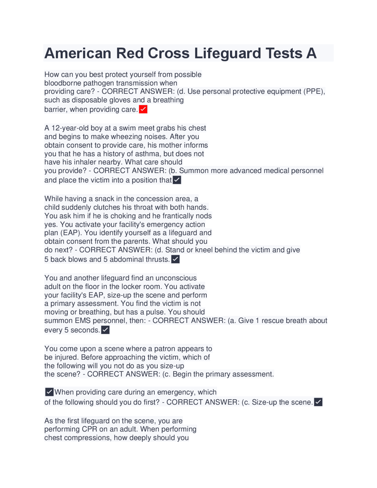 American Red Cross Lifeguard Tests A Latest 2022 2023 Exams Nursing american-red-cross-lifeguard-tests-a-latest-2022-2023-exams-nursing