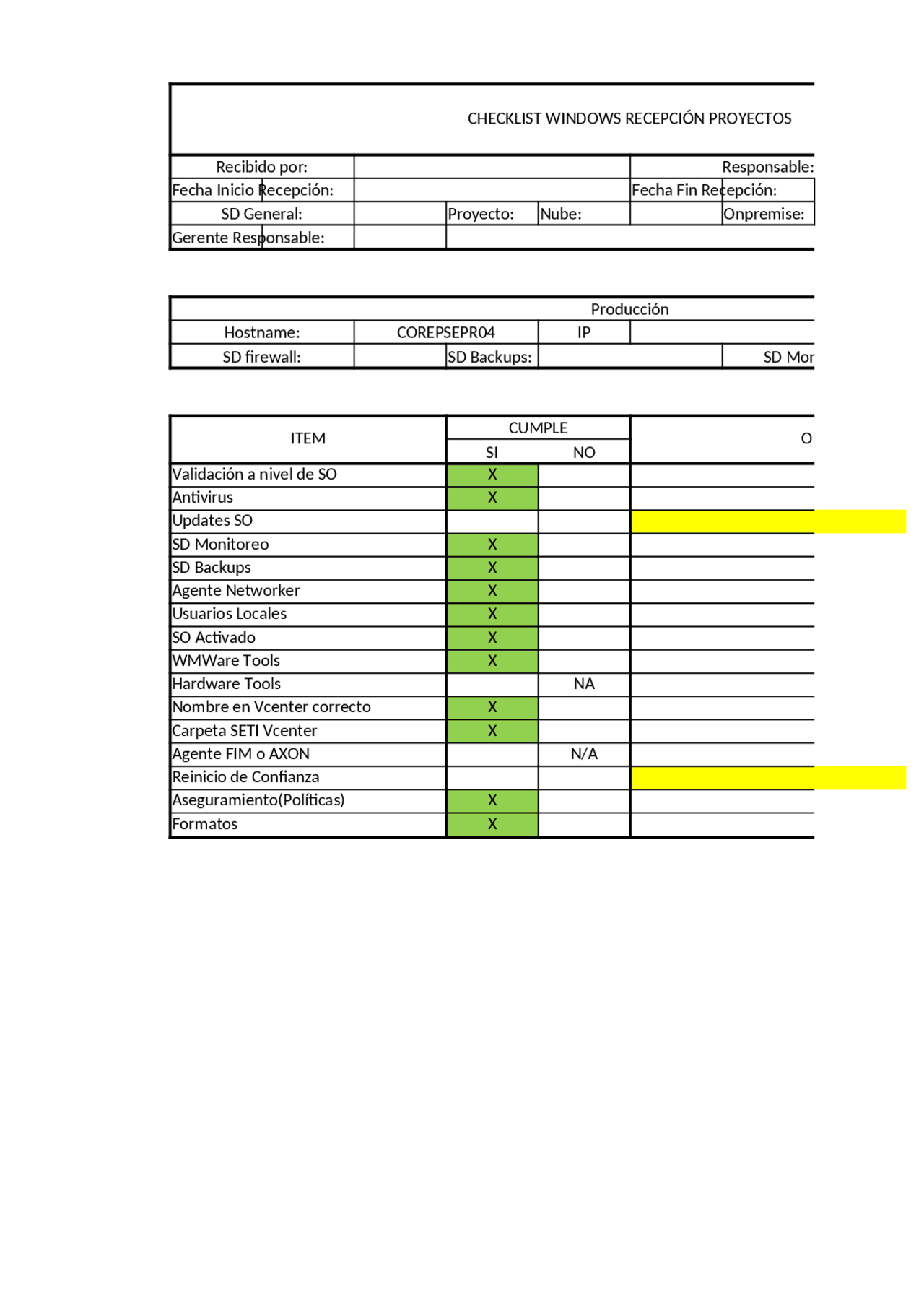 CHECKLIST WINDOWS RECEPCIÓN PROYECTOS | Esquemas y mapas conceptuales ...