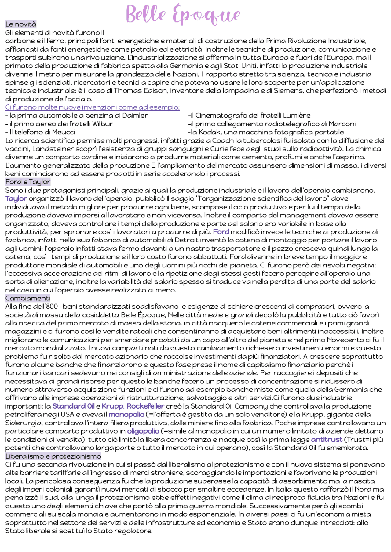 La Belle Époque riassunto Appunti di