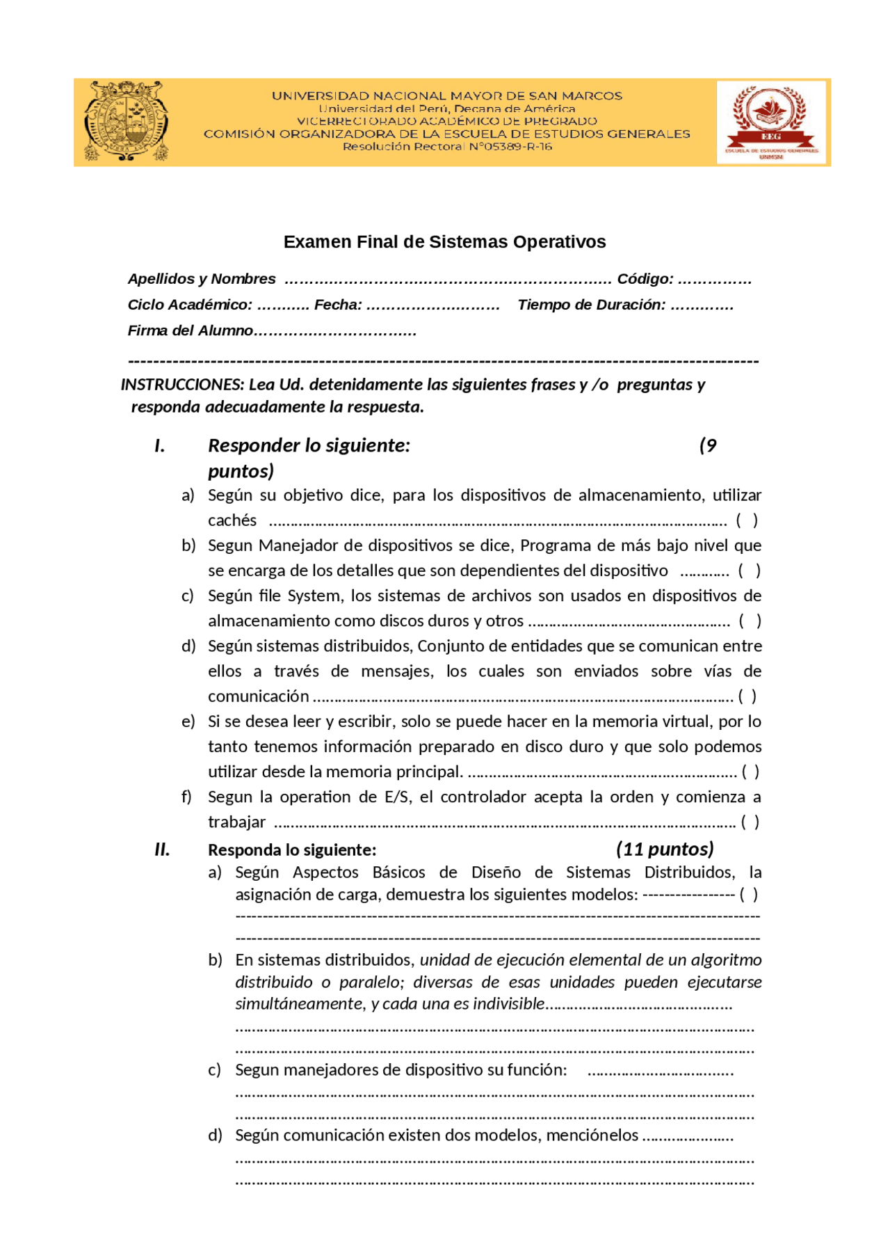 EXAMEN FINAL SISTEMAS OPERATIVOS | Exámenes de Sistemas Operativos ...