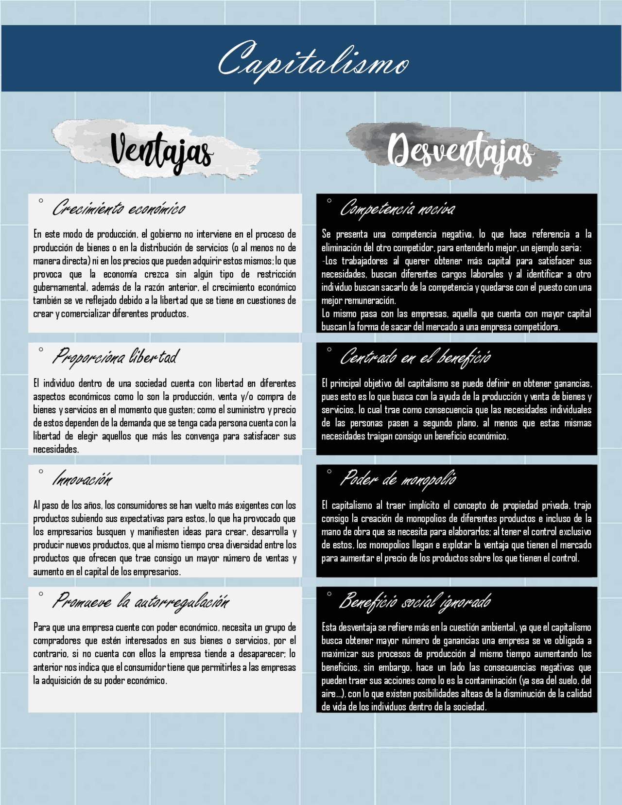 Ventajas y desventajas del capitalismo | Esquemas y mapas conceptuales