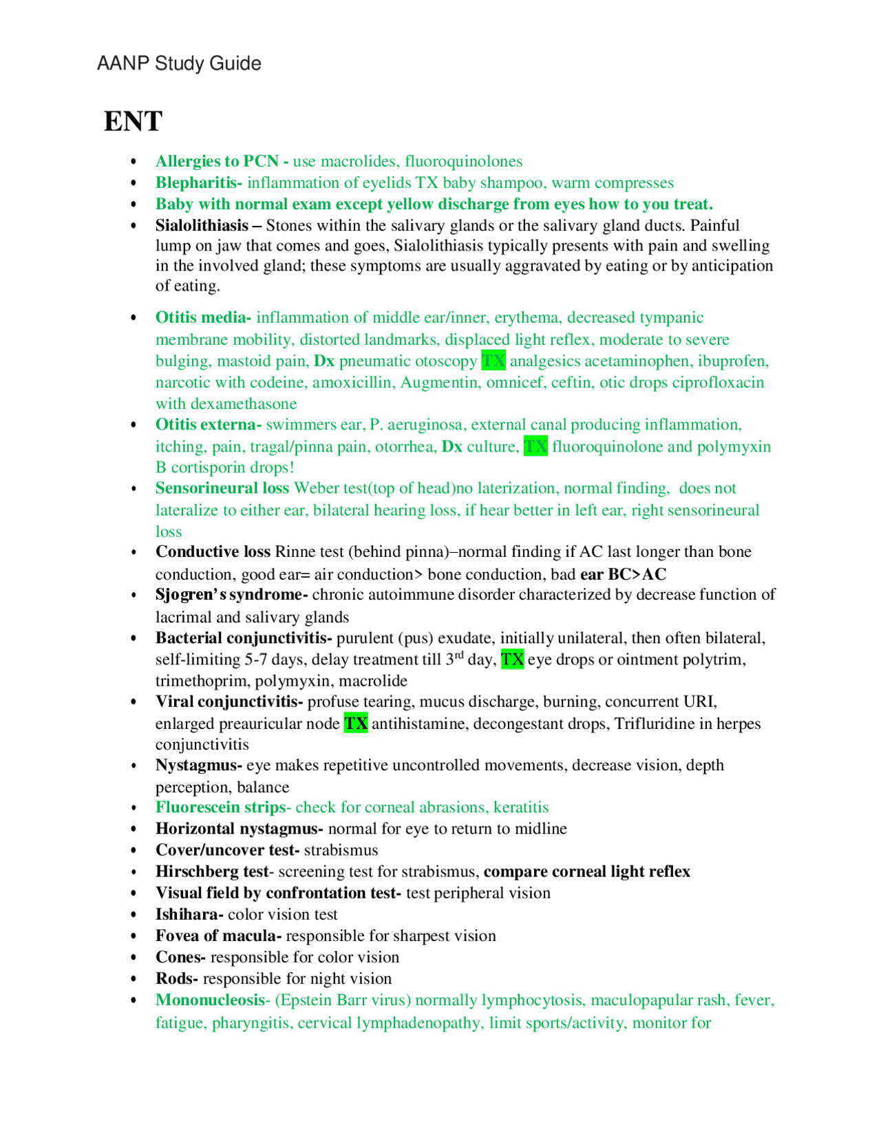 Chamberlain College of Nursing SCIENCE 661 AANP Study Guide complete ...