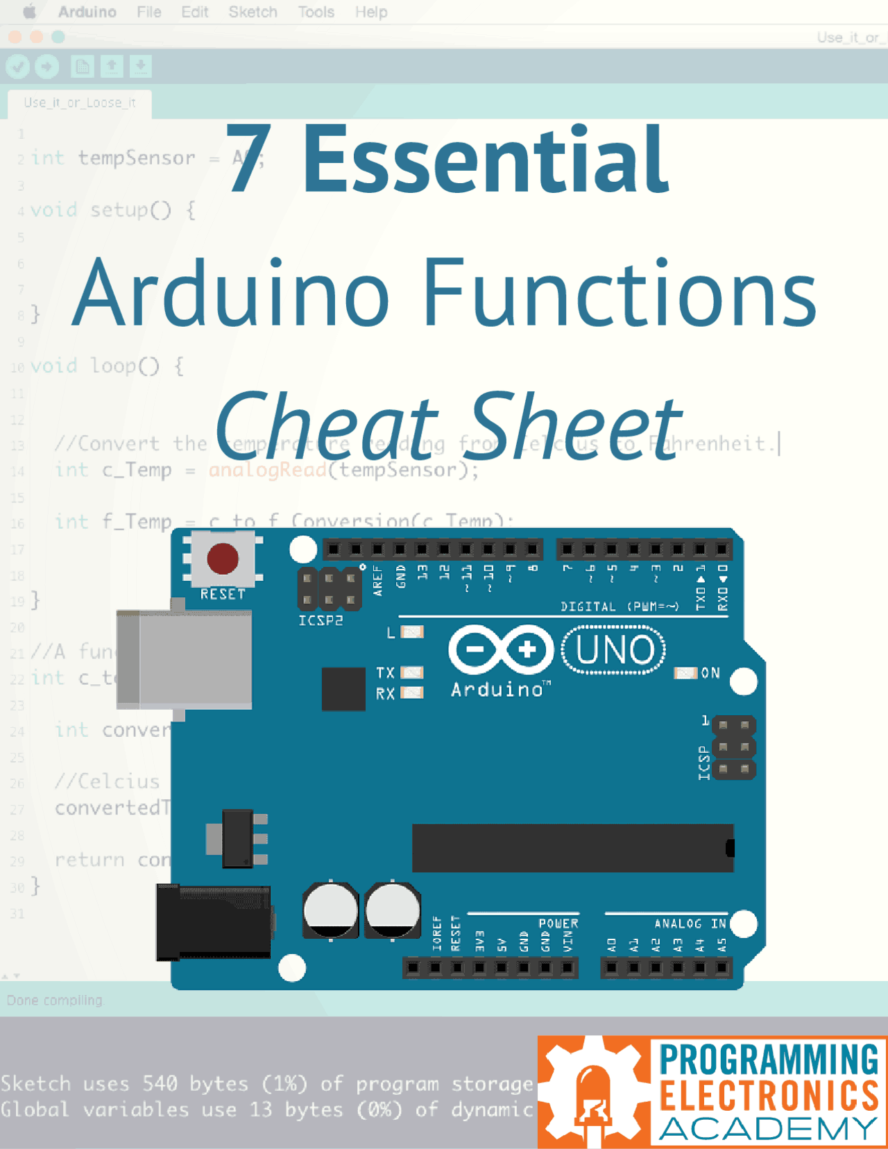7 Essential Arduino Functions Cheat Sheet | Study notes Electronics ...