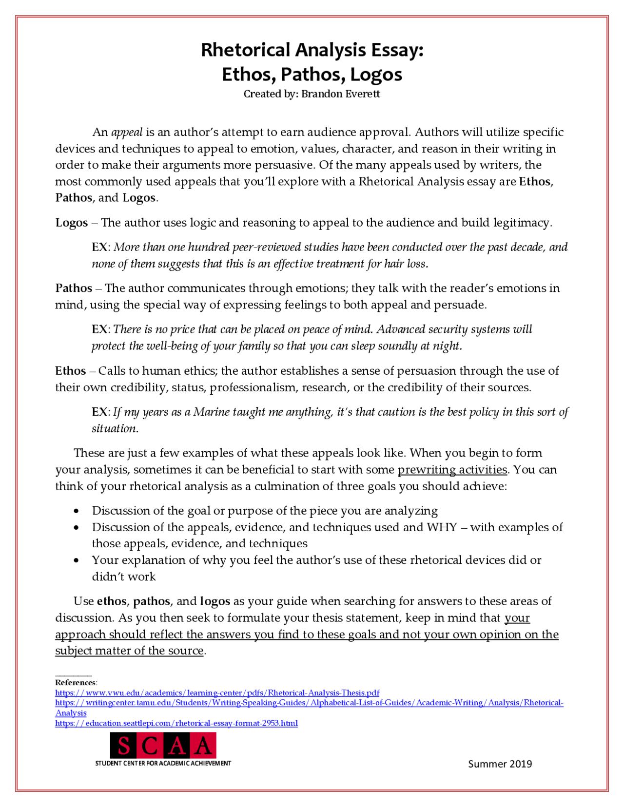 Rhetorical Analysis Essay: Ethos, Pathos, Logos | Study Guides ...