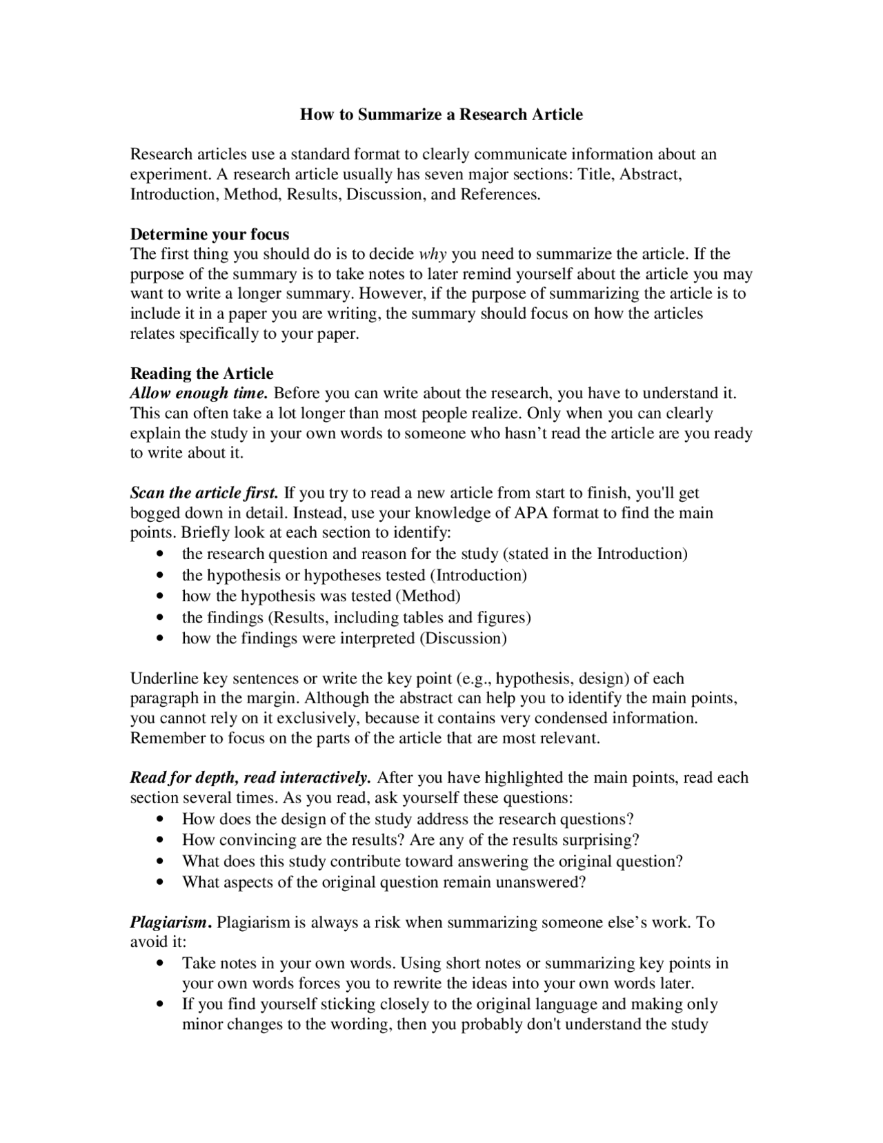 How to Summarize a Research Article | Lecture notes Designs and Groups ...