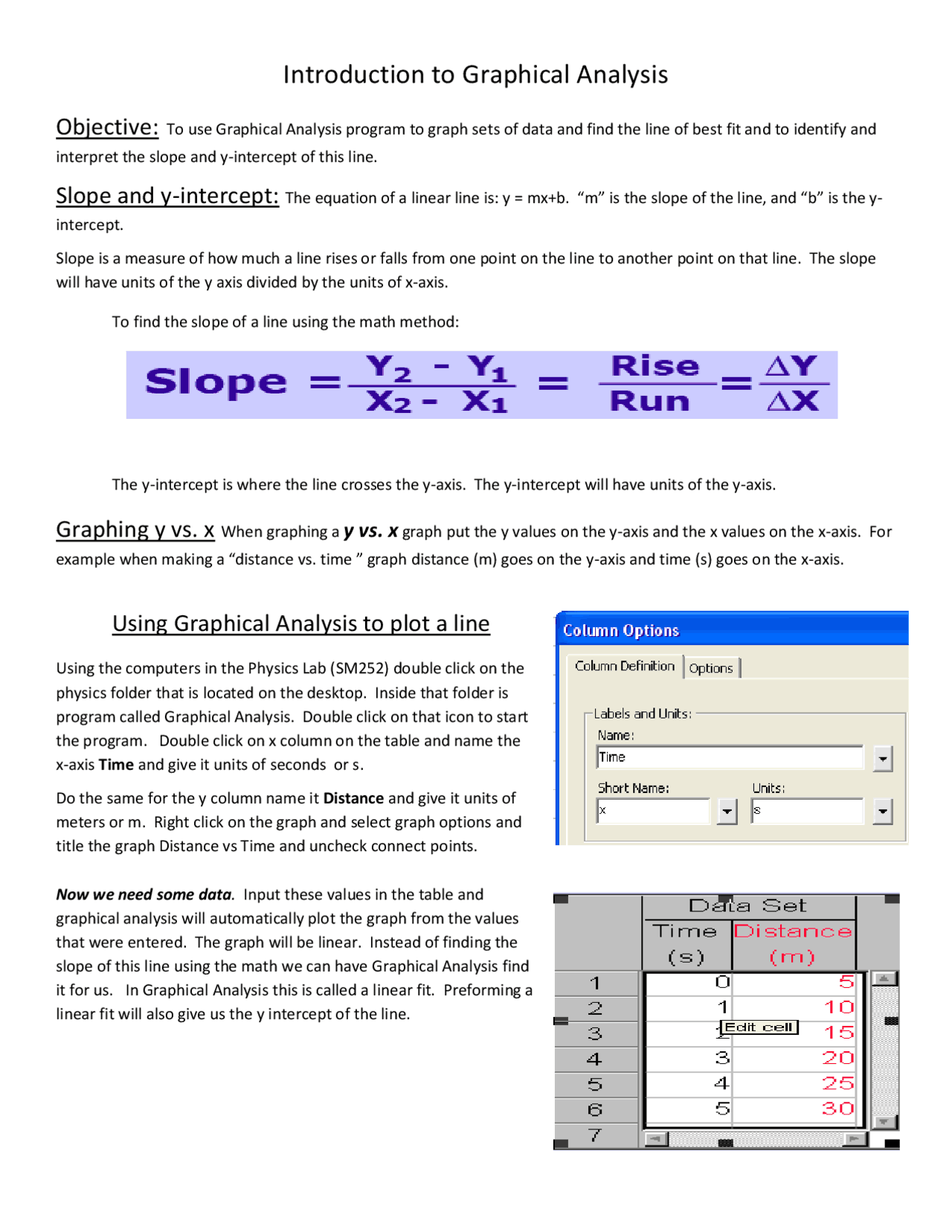 Introduction to Graphical Analysis | Lecture notes Physics | Docsity