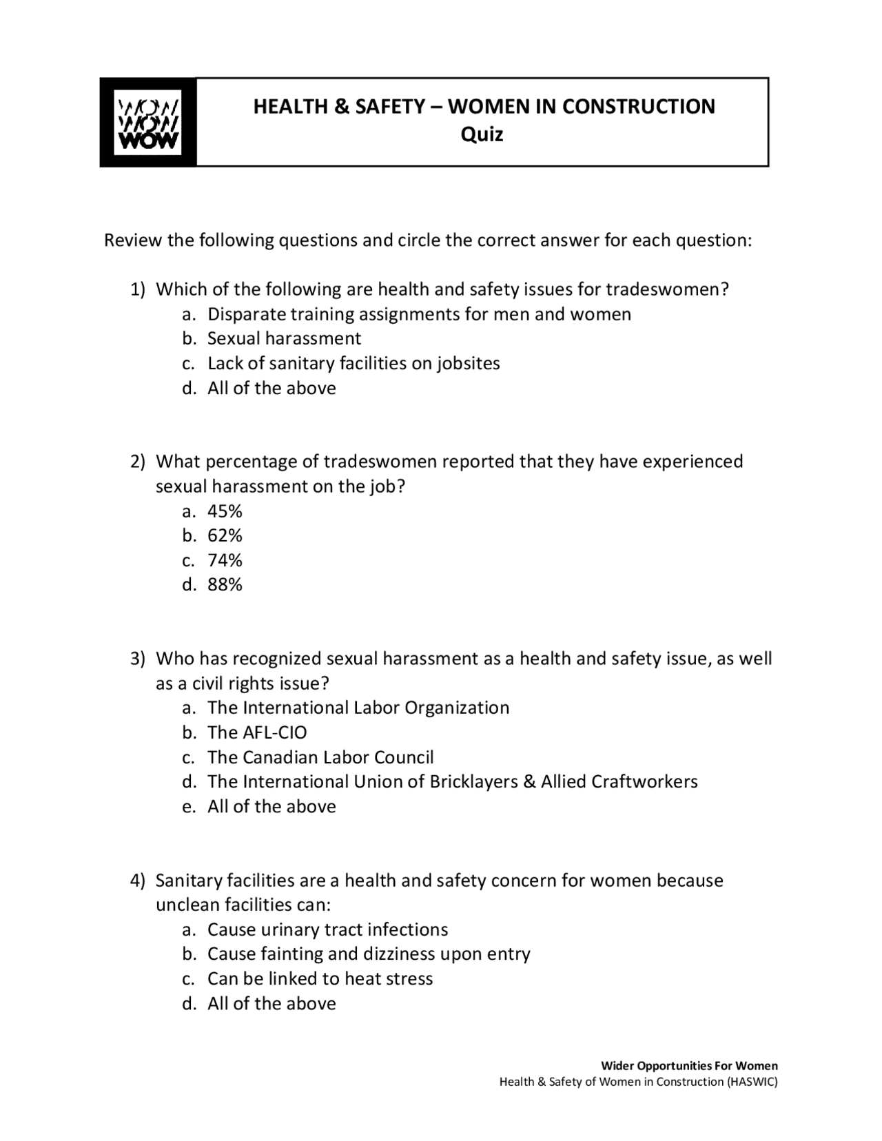Construction Trivia Construction Safety Quiz Questions at Jerry Fifield blog
