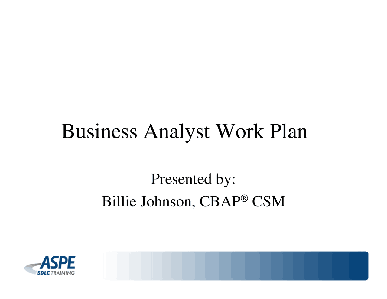 Business Analyst Work Plan | Study notes Business Accounting | Docsity