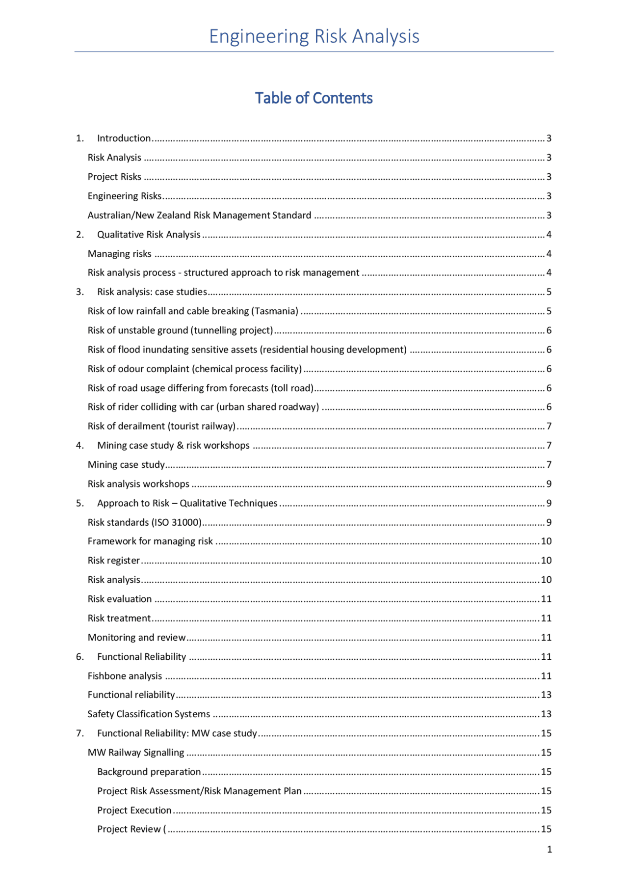 Engineering Risk Analysis | Study notes Risk Analysis | Docsity