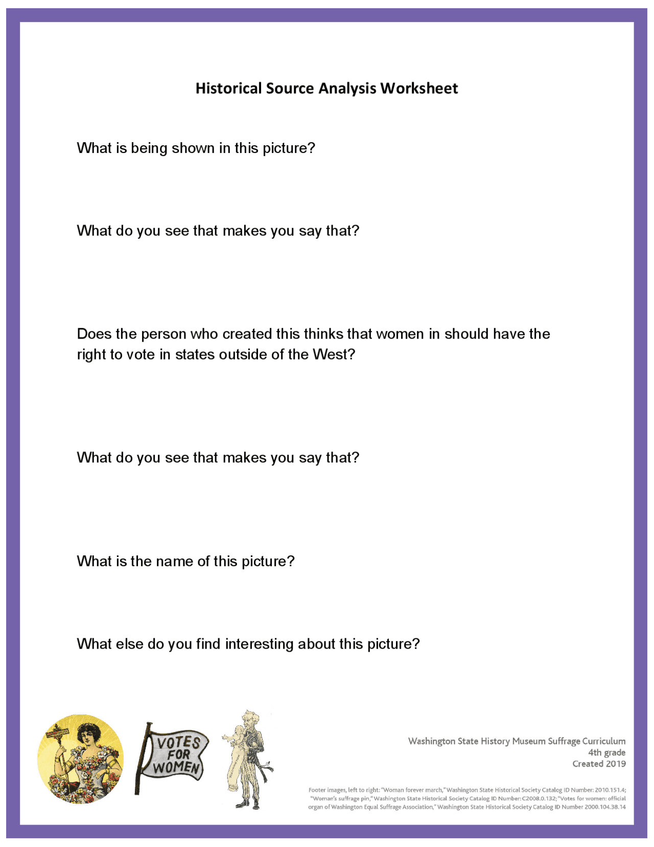 Historical Source Analysis Worksheet | Exams History | Docsity