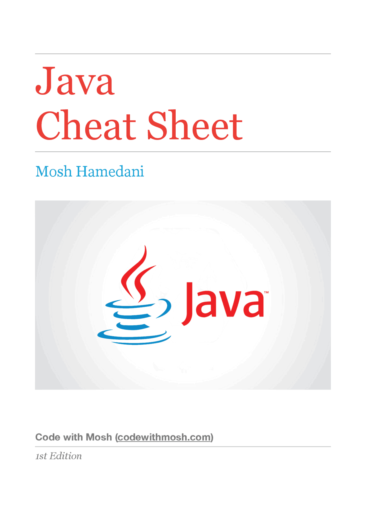 Java Cheat Sheet | Study notes Programming Languages - Docsity