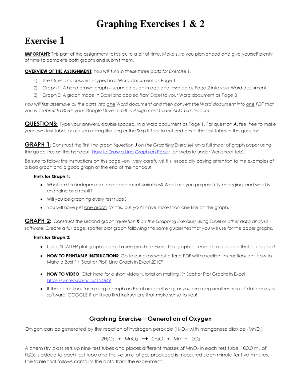 Graphing Exercises 1 & 2 | Slides Chemistry | Docsity