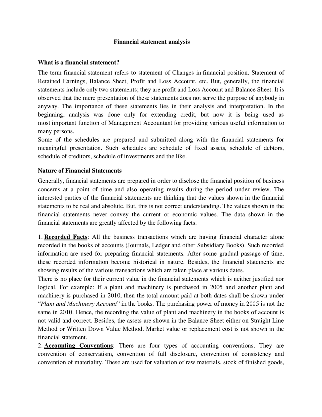 Financial Statement Analysis | Study notes Financial Management | Docsity