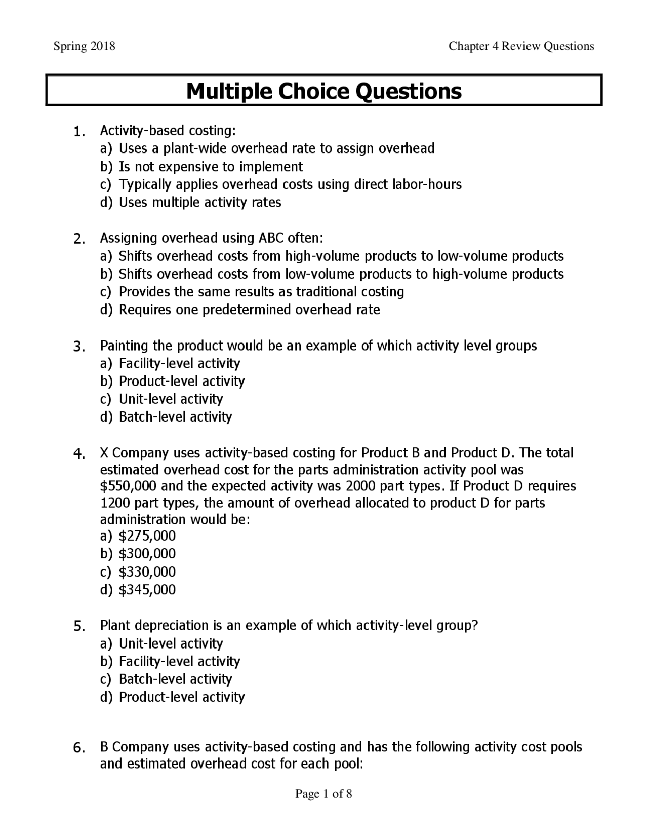 Multiple Choice Questions | Lecture notes Painting | Docsity