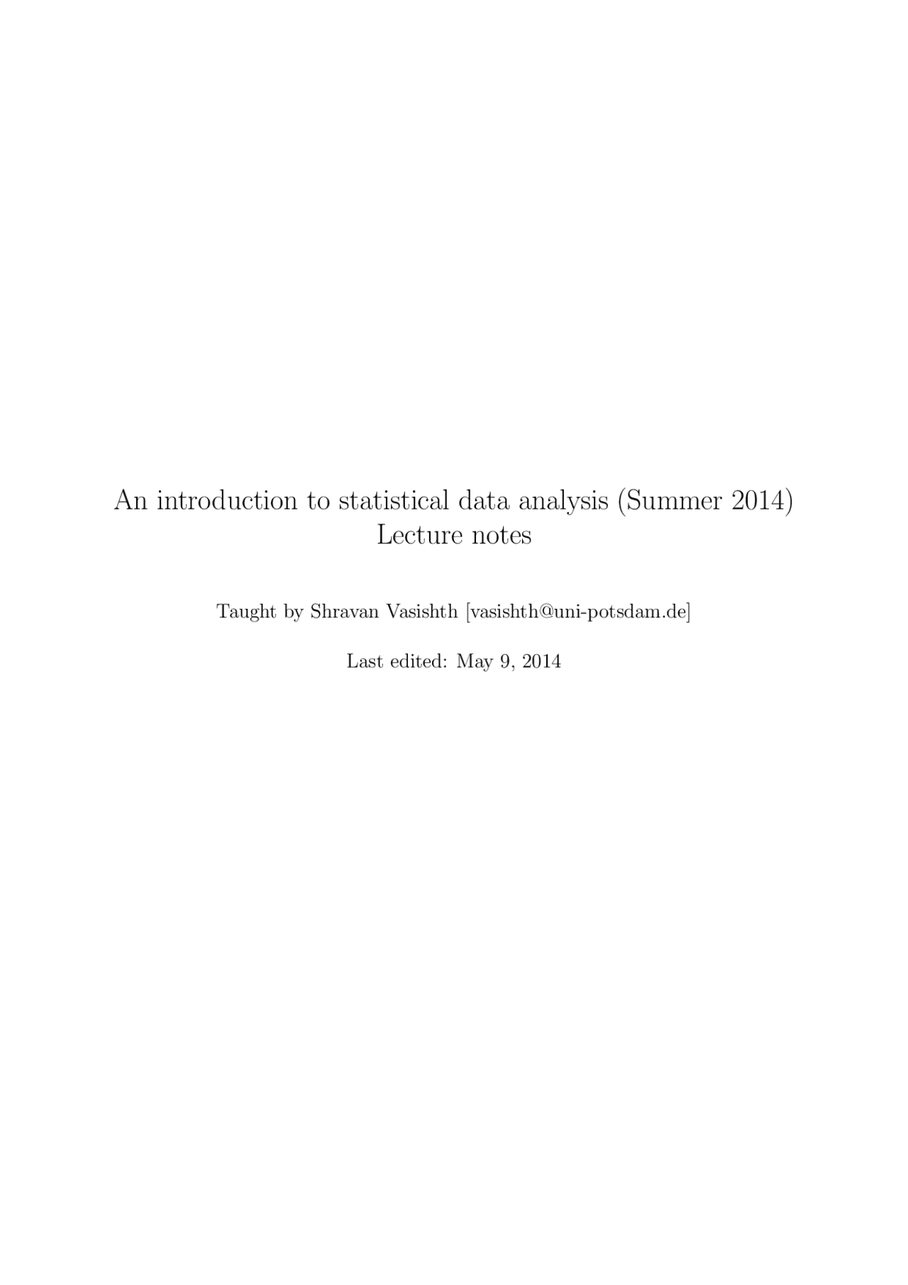 An Introduction To Statistical Data Analysis Summer 2014 Docsity An Introduction To Statistical Data Analysis Summer 2014 Docsity