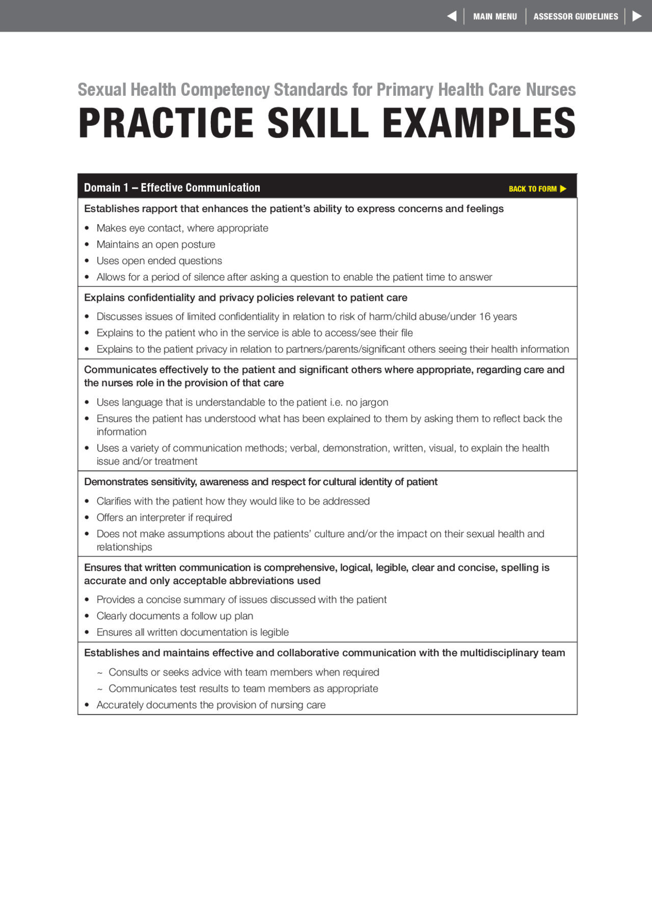 PRACTICE SKILL EXAMPLES - Docsity