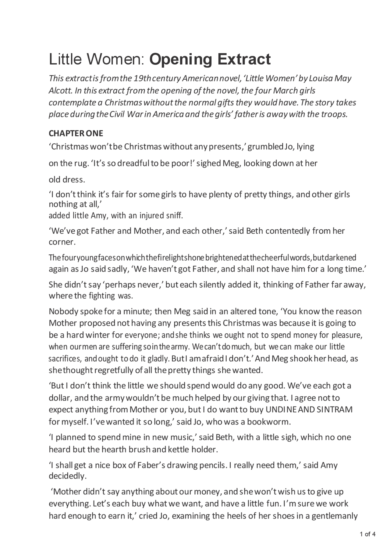 Little Women: Opening Extract | Slides Music | Docsity