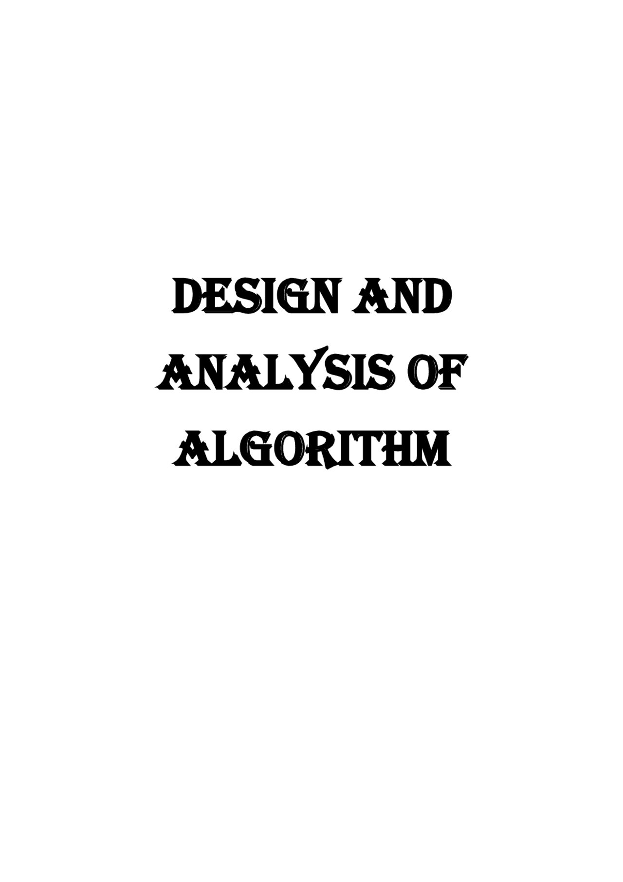 DESIGN AND ANALYSIS OF ALGORITHM Docsity