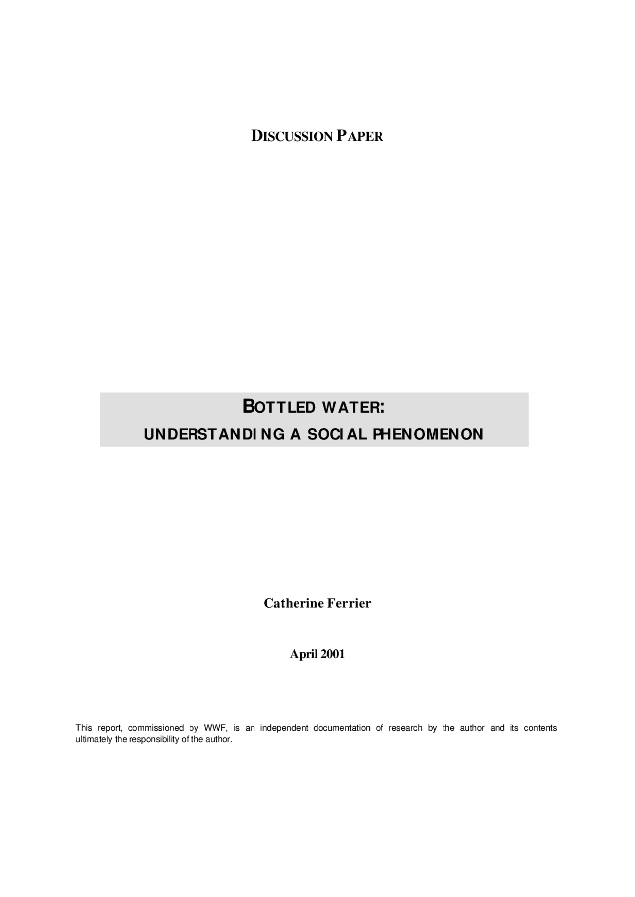 BOTTLED WATER | Study Guides, Projects, Research Marketing | Docsity