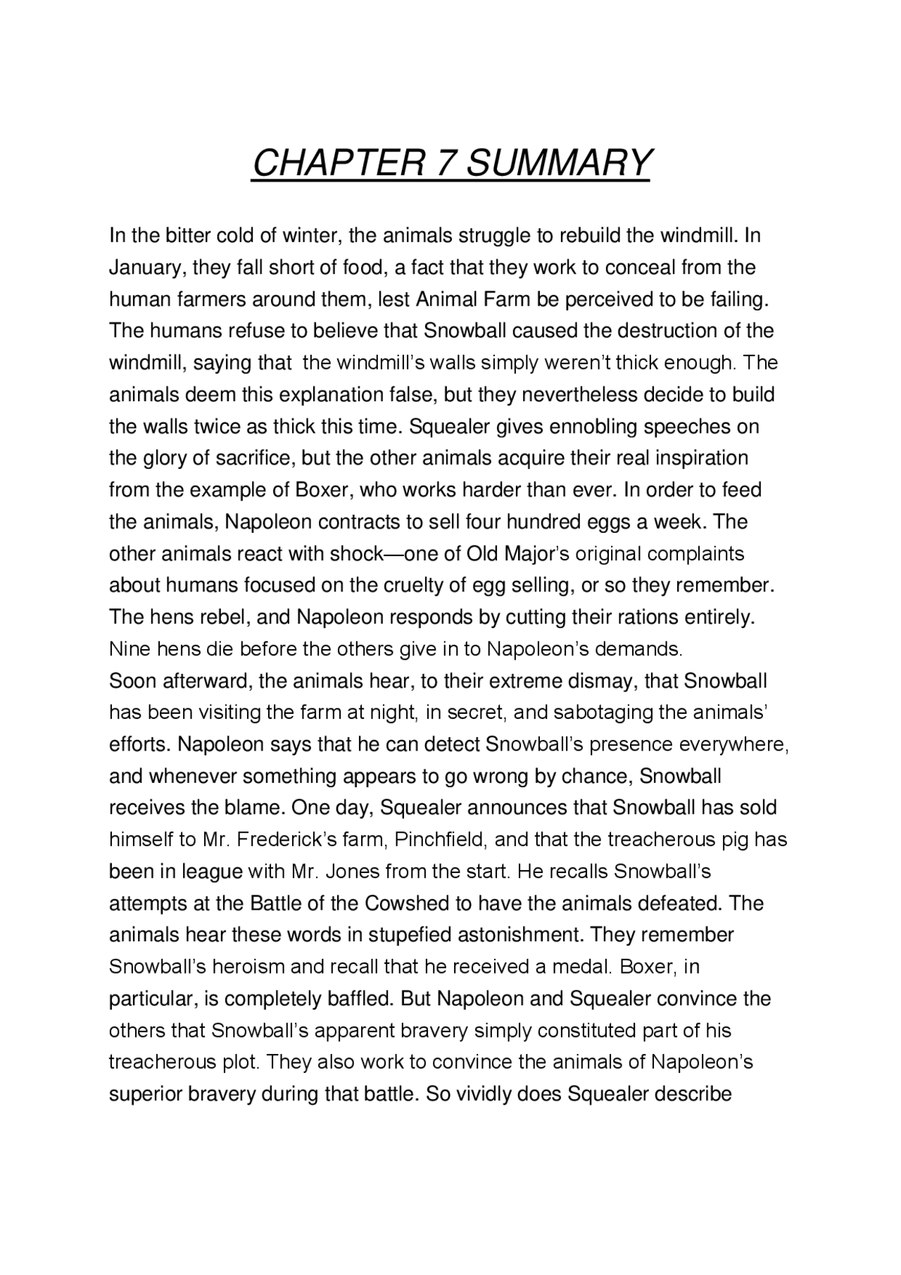 CHAPTER 7 SUMMARY Exercises English Literature Docsity