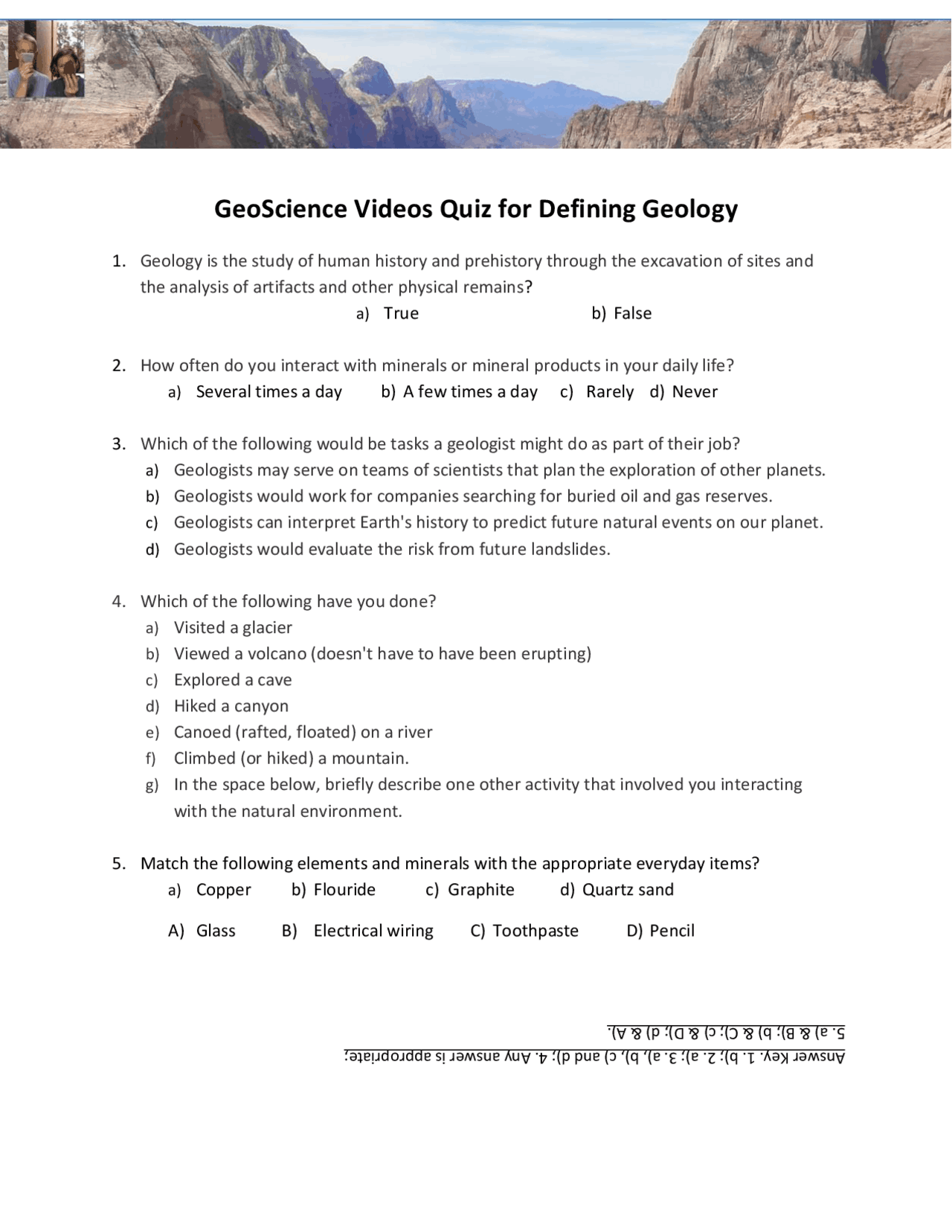 Geology Quiz Defining The Role And Everyday Interactions With