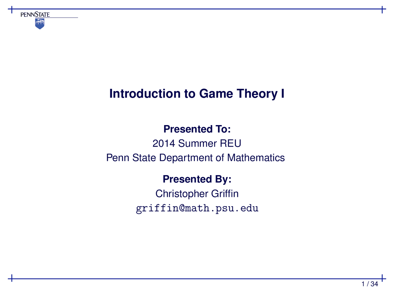 Introduction to Game Theory I | Study Guides, Projects, Research Game ...