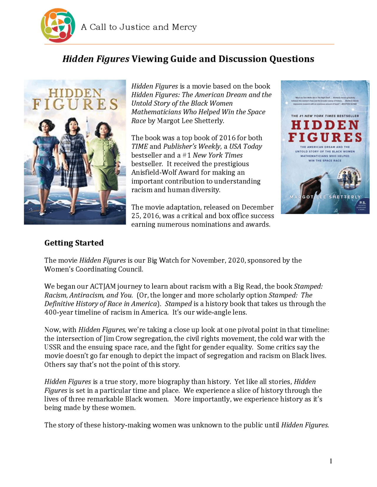 Hidden Figures Viewing Guide And Discussion Questions Exercises Hidden Figures Viewing Guide And Discussion Questions Exercises