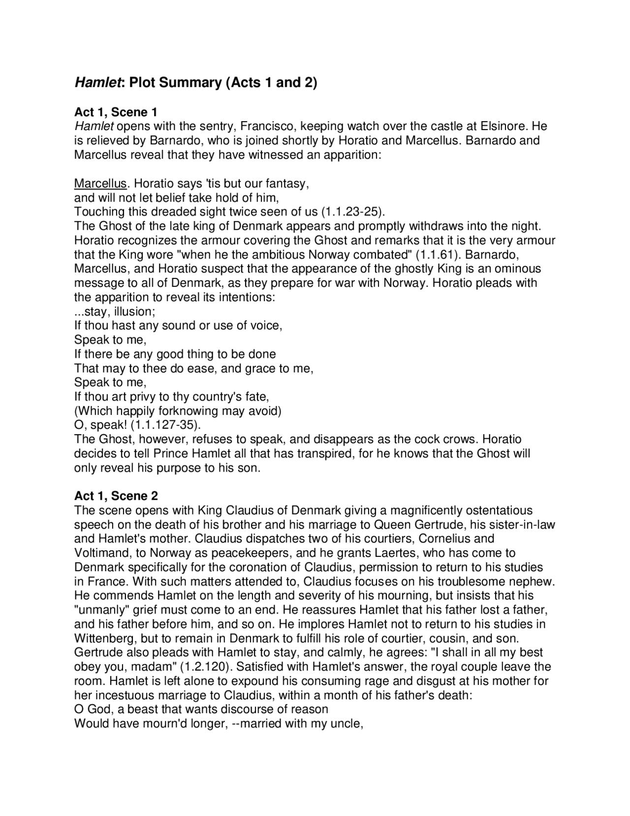 Hamlet Plot Summary Acts 1 And 2 Lecture Notes Voice Docsity Hamlet plot summary acts 1 and 2 lecture notes voice docsity