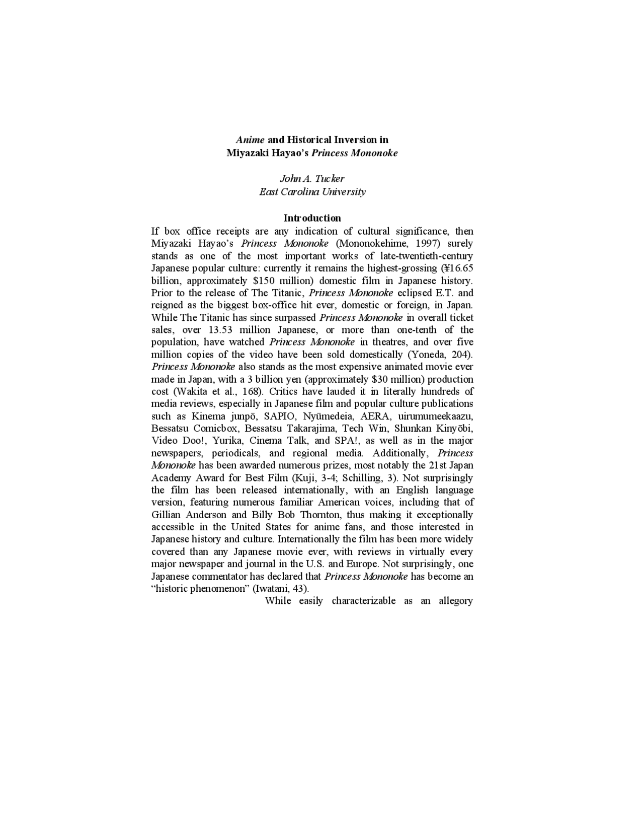 Anime and Historical Inversion in Miyazaki Hayao's Princess ... | Study ...