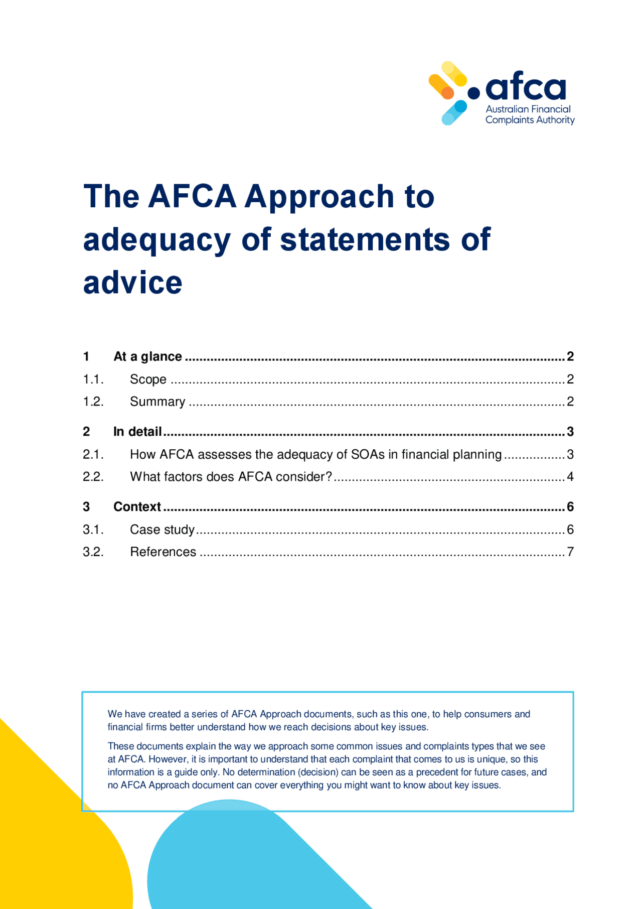 AFCA's Approach to Assessing the Adequacy of Statements of Advice in ...