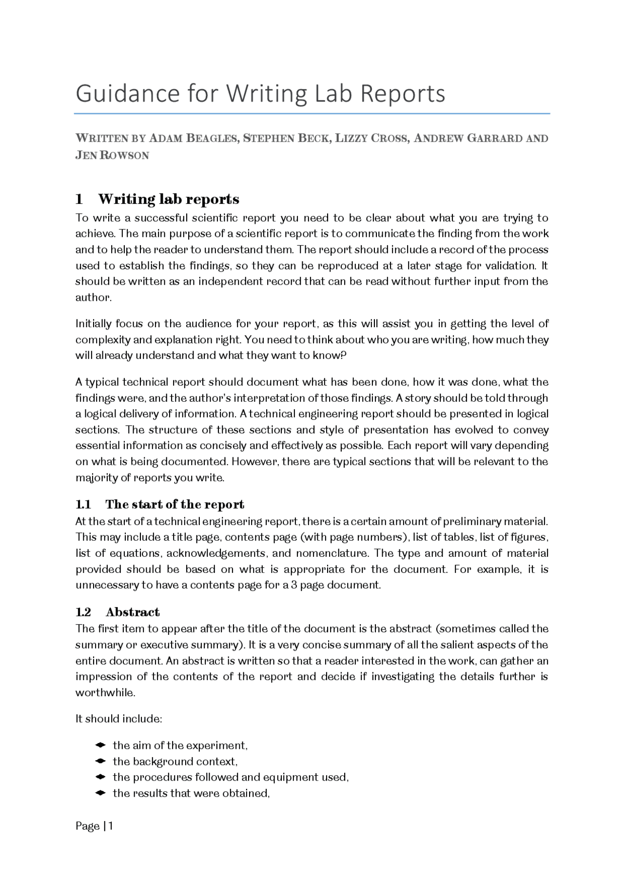 Guidance for Writing Lab Reports - Docsity