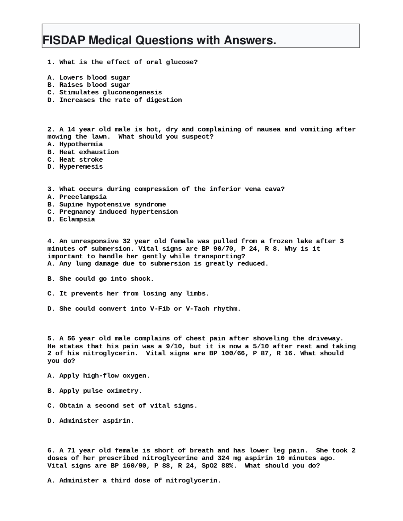 FISDAPMedicalQuFISDAP Medical Questions with Answers Latest Exams Public Health Docsity