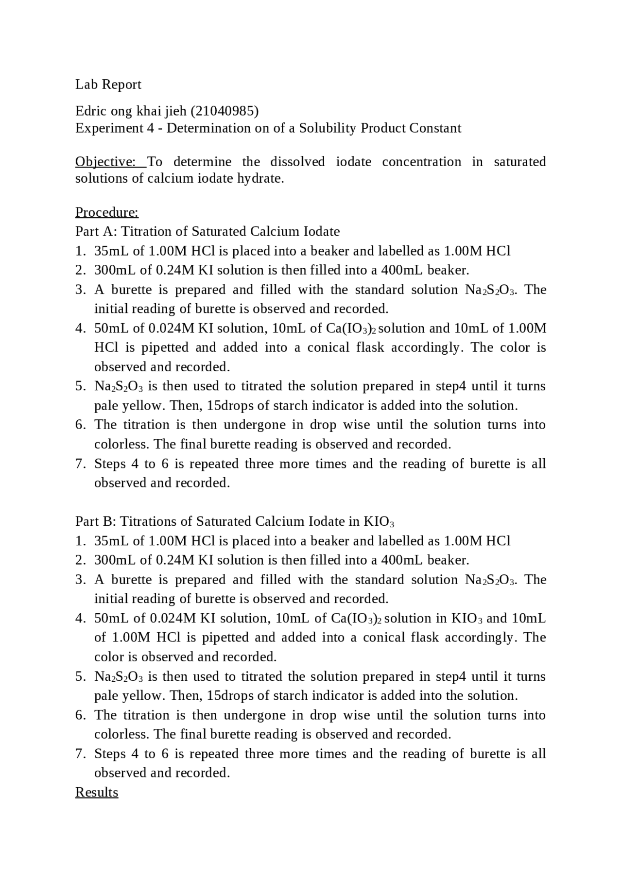 Lab report 4 (chemistry) | Lab Reports Chemistry | Docsity