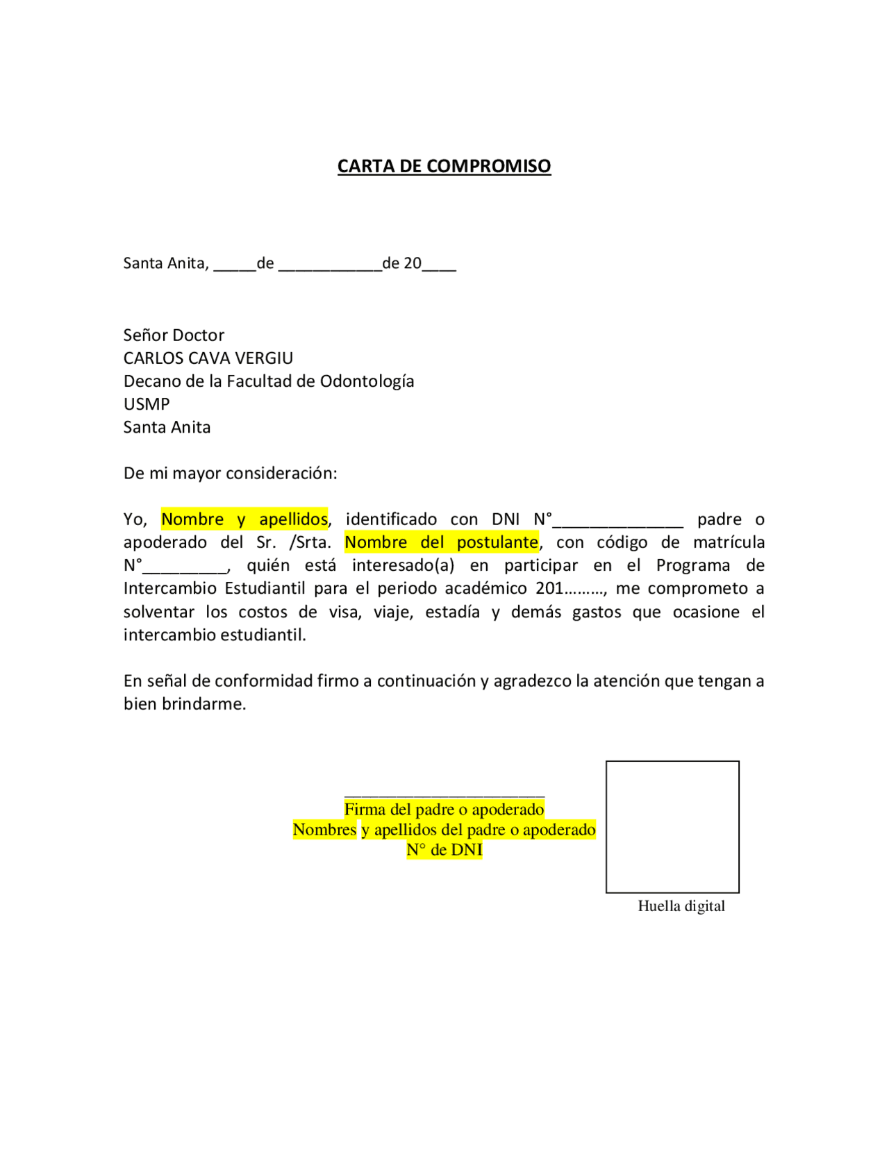 Carta de compromiso simple modelo Apuntes de Derecho Contractual Carta de compromiso simple modelo Apuntes de Derecho Contractual