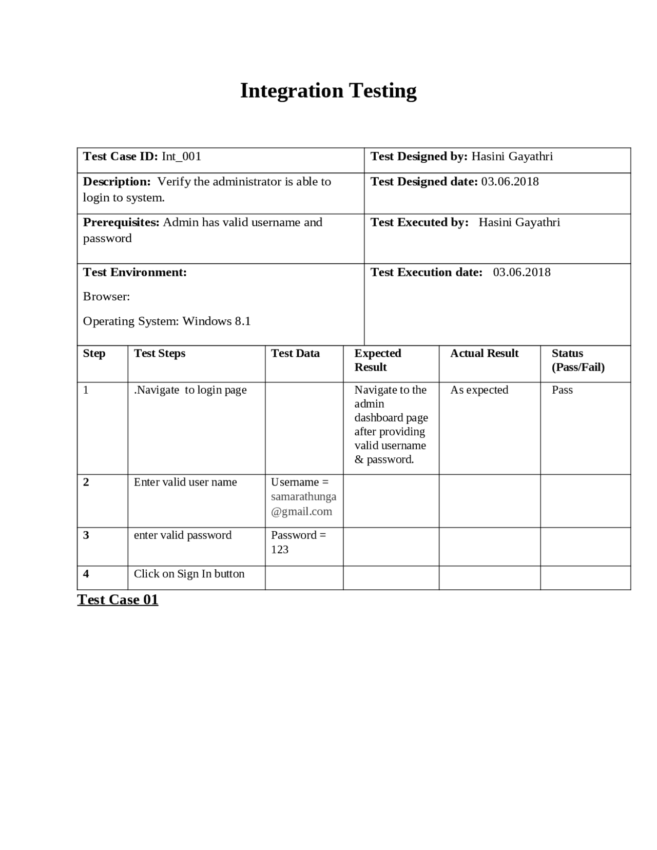 Integration testing for given test scenarios - Docsity