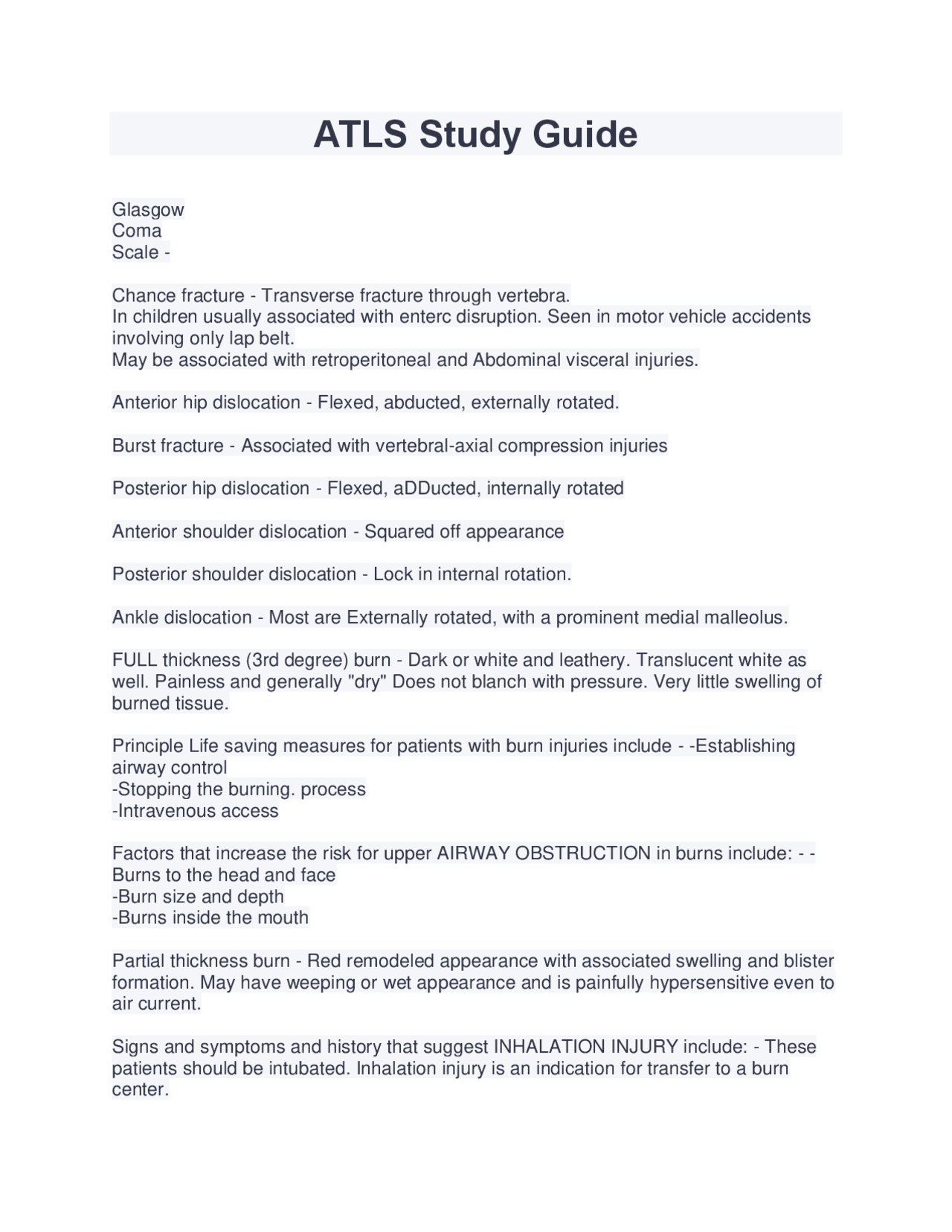Atls Notes ATLS Study Guide (Updated Study Guide for Year 2022/2023) | Exams ...