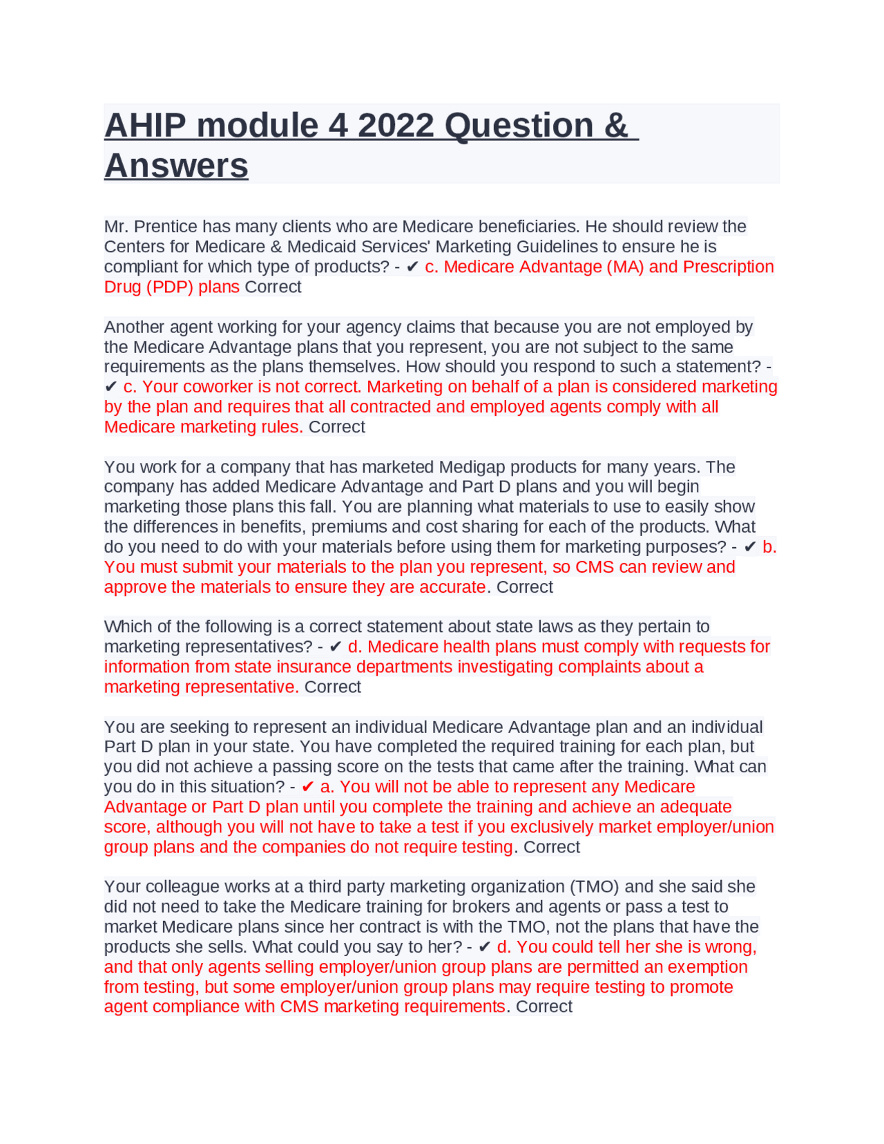 Ahip Module 4 2022 Question Answers Exams Nursing Docsity Ahip Module 4 2022 Question Answers Exams Nursing Docsity