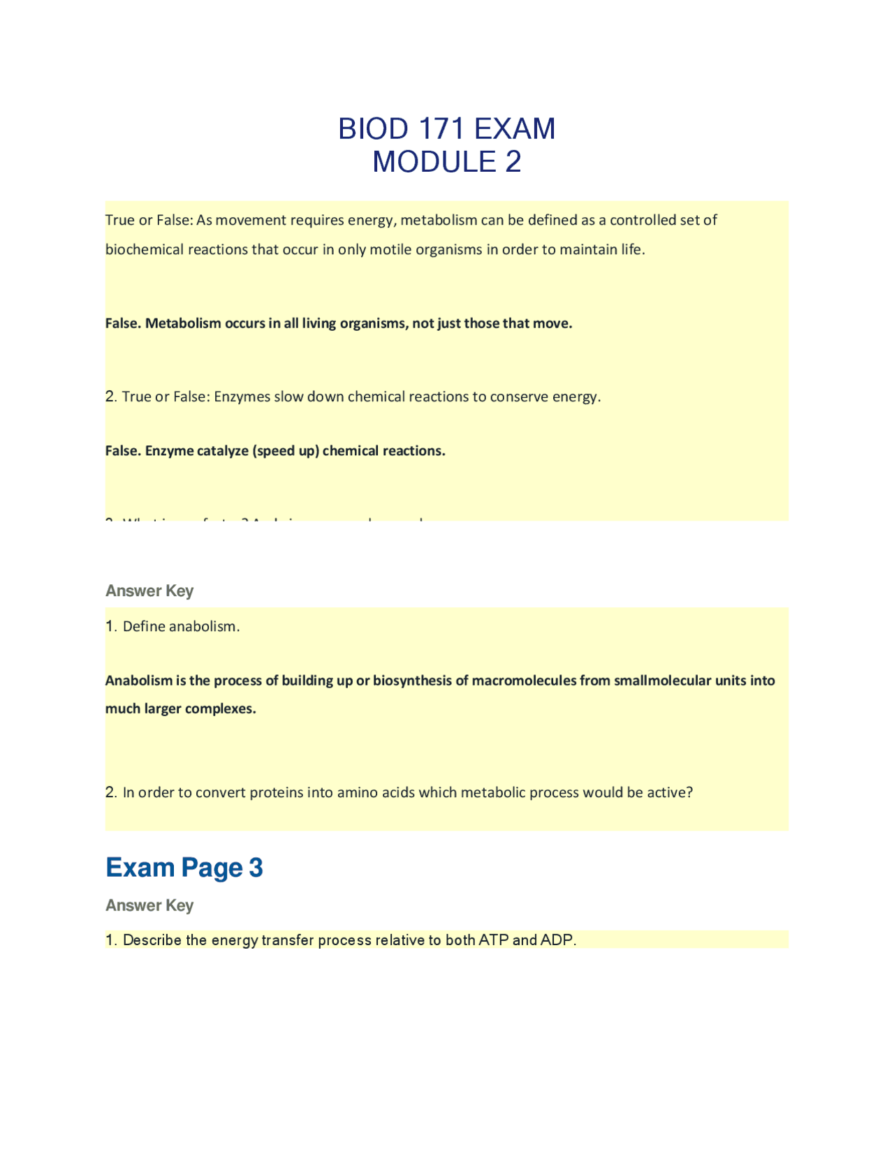 Biod 171 Exam Module 2 Exams Biology Docsity Biod 171 Exam Module 2 Exams Biology Docsity