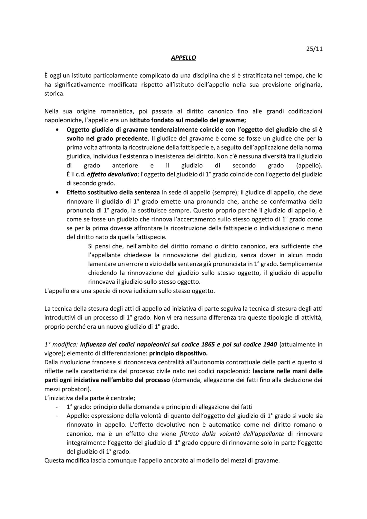 Mezzo di impugnazione Appello Appunti di Diritto Processuale Civile